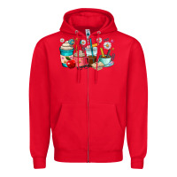 Red teacher coffee cups Zipper Hoodie - RanaPortraitStore