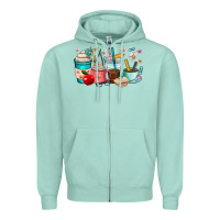 Seafoam teacher coffee cups Zipper Hoodie - RanaPortraitStore
