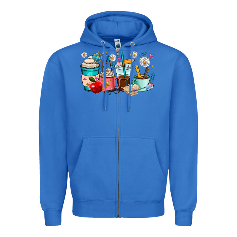 Teacher Coffee Cups Zipper Hoodie by RanaPortraitStore | Teevron