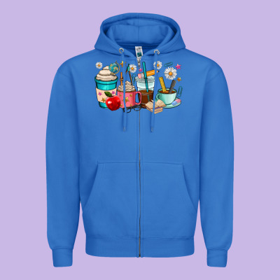 Teacher Coffee Cups Zipper Hoodie Designed By Ranaportraitstore