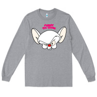 Heather Grey pinky and the brain big face Long Sleeve Tee - artisFamous