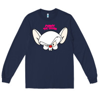 Navy pinky and the brain big face Long Sleeve Tee - artisFamous