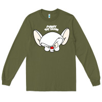 Army Green pinky and the brain big face Long Sleeve Tee - artisFamous