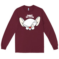 Burgundy pinky and the brain big face Long Sleeve Tee - artisFamous