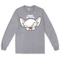 Heather Grey pinky and the brain big face Long Sleeve Tee - artisFamous