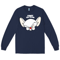 Navy pinky and the brain big face Long Sleeve Tee - artisFamous
