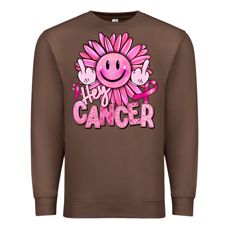 Hey Cancer Smiley Face Breast Cancer Premium Sweatshirt by RanaPortraitStore | Teevron