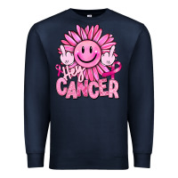 Navy hey cancer smiley face breast cancer Premium Sweatshirt - RanaPortraitStore