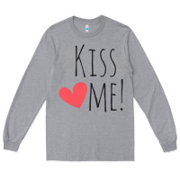 Heather Grey Kiss Me Long Sleeve Tee - artisFamous