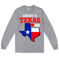 Heather Grey state of texas somebody loves me Long Sleeve Tee - artisFamous
