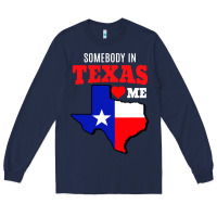 Navy state of texas somebody loves me Long Sleeve Tee - artisFamous