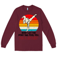 Burgundy karate girl kick Long Sleeve Tee - artisFamous