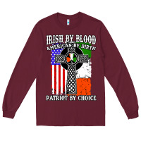 Burgundy irish by blood american Long Sleeve Tee - artisFamous