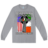 Heather Grey irish by blood american Long Sleeve Tee - artisFamous