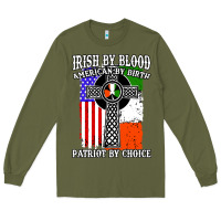Army Green irish by blood american Long Sleeve Tee - artisFamous