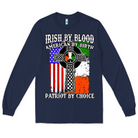 Navy irish by blood american Long Sleeve Tee - artisFamous
