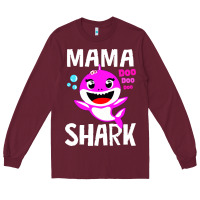 Burgundy mama shark doo doo shirt Long Sleeve Tee - artisFamous