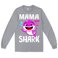Heather Grey mama shark doo doo shirt Long Sleeve Tee - artisFamous