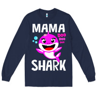 Navy mama shark doo doo shirt Long Sleeve Tee - artisFamous