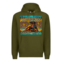 Army Green Rottweiler with western background Premium Hoodie - Artiststas