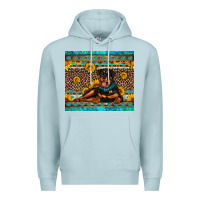 Blue Mist Rottweiler with western background Premium Hoodie - Artiststas