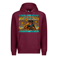 Burgundy Rottweiler with western background Premium Hoodie - Artiststas