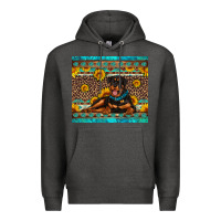 Charcoal Heather Rottweiler with western background Premium Hoodie - Artiststas