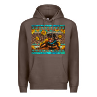Coffee Rottweiler with western background Premium Hoodie - Artiststas