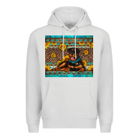Dove Grey Rottweiler with western background Premium Hoodie - Artiststas