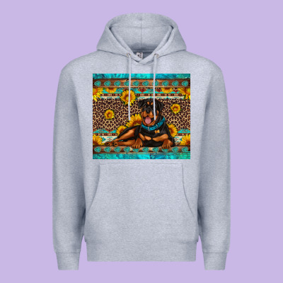 Rottweiler With Western Background Premium Hoodie Designed By Artiststas