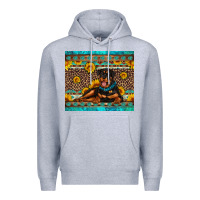 Heather Grey Rottweiler with western background Premium Hoodie - Artiststas