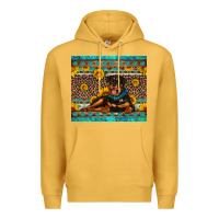 Mustard Rottweiler with western background Premium Hoodie - Artiststas