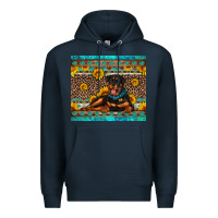 Navy Rottweiler with western background Premium Hoodie - Artiststas