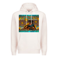 Pale Pink Rottweiler with western background Premium Hoodie - Artiststas