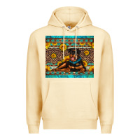 Pina Colada Rottweiler with western background Premium Hoodie - Artiststas