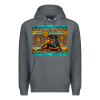 Rock Rottweiler with western background Premium Hoodie - Artiststas