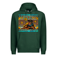 Sports Green Rottweiler with western background Premium Hoodie - Artiststas