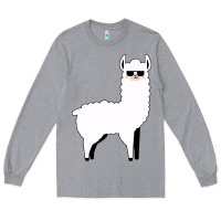 Heather Grey llama Long Sleeve Tee - artisFamous