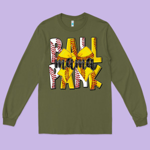 Ball Park Mama Long Sleeve Tee Designed By Cowhidedigitalart