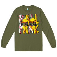 Army Green ball park mama Long Sleeve Tee - CowhideDigitalArt