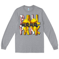 Heather Grey ball park mama Long Sleeve Tee - CowhideDigitalArt