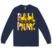 Navy ball park mama Long Sleeve Tee - CowhideDigitalArt