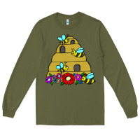 Army Green bee hive Long Sleeve Tee - artisFamous