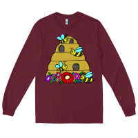 Burgundy bee hive Long Sleeve Tee - artisFamous