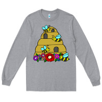 Heather Grey bee hive Long Sleeve Tee - artisFamous