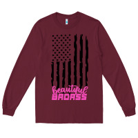 Burgundy beautiful badass american Long Sleeve Tee - artisFamous