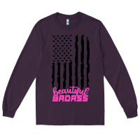 Plum beautiful badass american Long Sleeve Tee - artisFamous