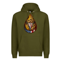 Army Green american sunflower bullskull teardrop earrings Premium Hoodie - Jasminsmagicworld