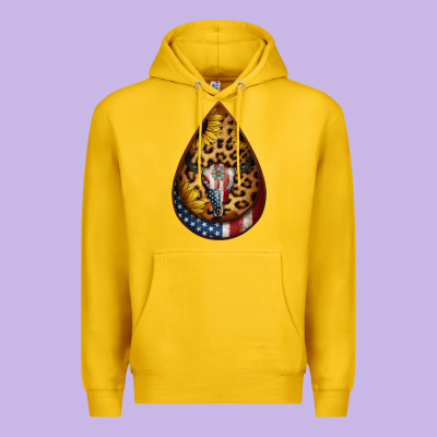 American Sunflower Bullskull Teardrop Earrings Premium Hoodie Designed By Jasminsmagicworld