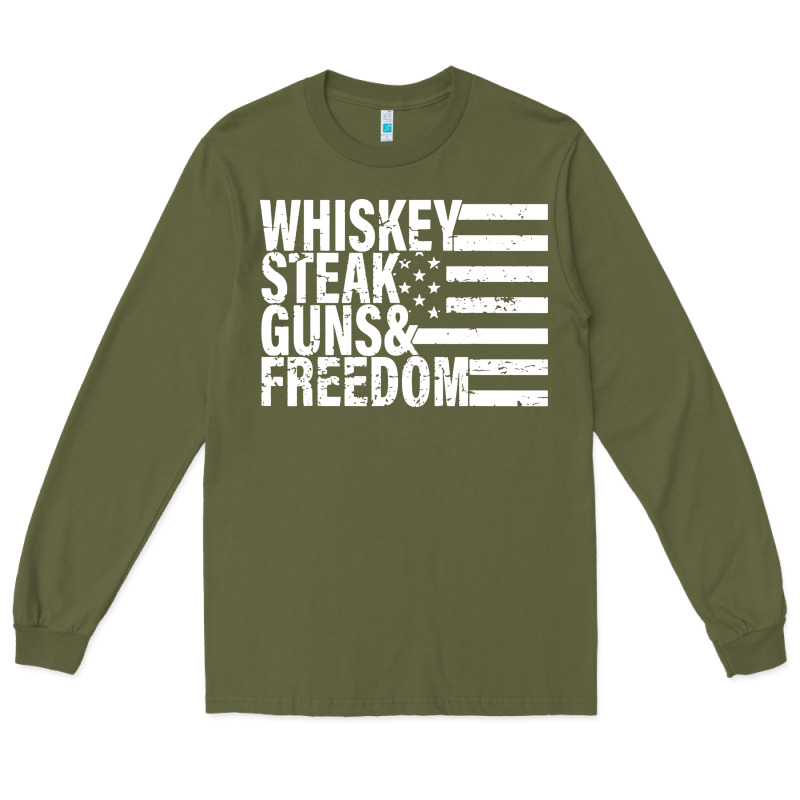 Whiskey Steak Guns Freedom Long Sleeve Tee by artisFamous | Teevron